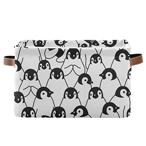 Penguin Storage Basket Toy Nursery Bins Collapsible Canvas Laundry Hamper With Handles For Home Living Room Bedroom Closet Toys Organizer 2 Pcs #TOP7