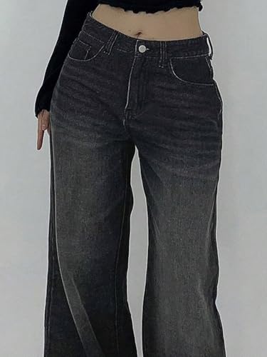 Image of KOTTY Women's Wide Leg Denim Jeans | Relaxed Fit High Waist Stylish Jeans