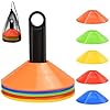 2550100200 Pack Disc Cones Agility Soccer Cones with Carry Bag and Holder Soccer Cones for Sports Training Football Soccer Basketball Coaching Practice Equipment 5 Color