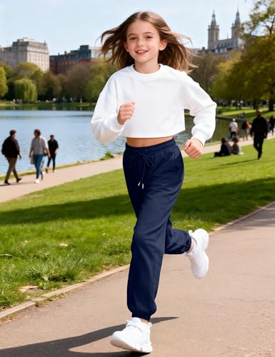 Image of BOOPH Girls Sweatpants Kids Cotton Drawstring Joggers Teen Athletic Pants | Girls Uniformt Pant with Pockets for 7-14Y