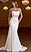 Mermaid Strapless Lace Wedding Gowns with Train Satin Sleeveless White Elegant Applique Bridal Gowns for Women Size 4