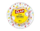 Glad Round Disposable Paper Bowls, Picnic Design - Heavy Duty, Soak Proof, Cut-Resistant, Microwavable Bowl for All Foods & Daily Use, 12 Oz, 50 Count - 12 Pack