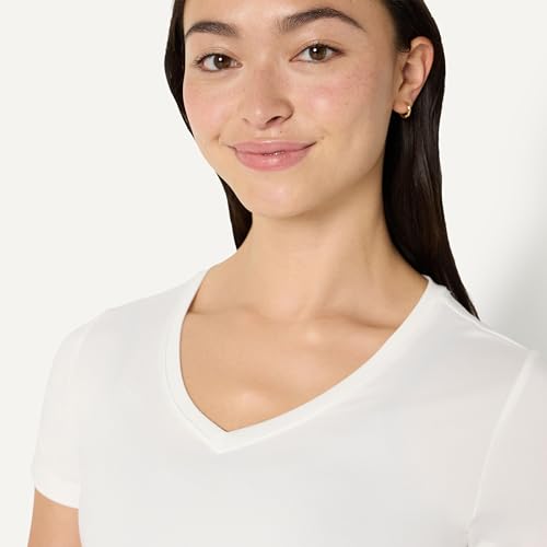 Image of Amazon Essentials Women's Active Quick Dry Tech Stretch Short-Sleeve V-Neck T-Shirt (Available in Plus Size), Pack of 2