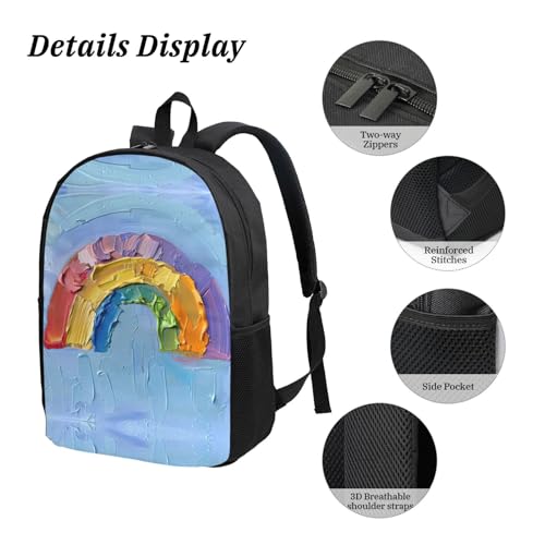 Mochila ligera de arco iris 3 en 1 con espalda acolchada y estuche 5