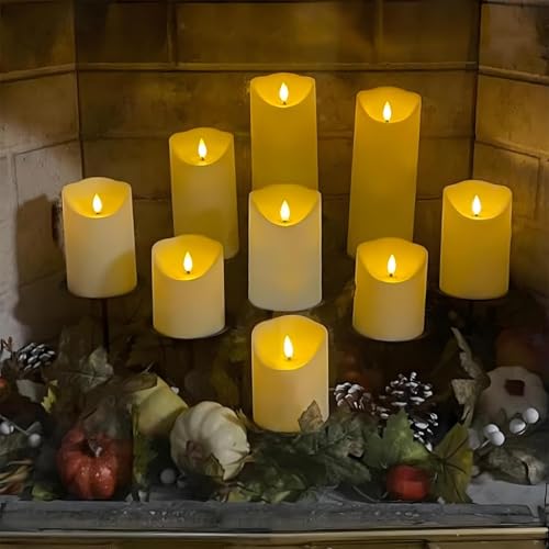 Image of Fo32won Flameless Flickering Candles with Remote Timer, Set of 6 Ivory Led Battery Operated Candles for Home Decor Xmas Halloween (D3 x H3 3 inch 4 inch 5 inch 6 inch 7 inch)