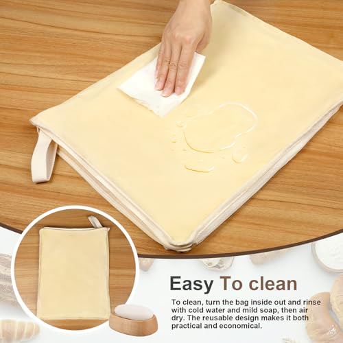 Beeswax Bread Bag,Reusable Bread Bags for Homemade Sourdough | Keep Fresher,XL Large Size,Easy to Clean,with Sealing Zip,Organic Cotton Linen ,Freezer-Friendly - image 5