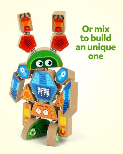 Coogam Snap Together Robot Builders for Toddlers, Wooden Take Apart Robot Build Block Playset, Fine Motor Skill STEM Educational Montessori Toy Gift for 3 4 5 Years Old Kids - Image 5