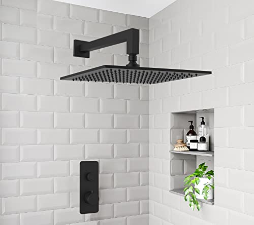 AQUAIAW Matte Black Solid Brass Square Shower Arm #TOP29