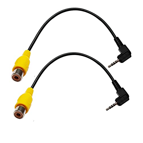 LUVMOXE 2 Pack 90 Degree Angle 2.5mm to RCA Adapter Cable, for GPS, DVR, Backup Camera-20cm/7.9 inch