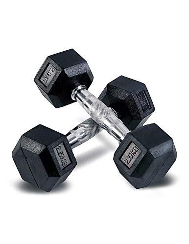 Image of SFZ Hexa Dumbbell Set, Professional Metal Intigrated Hexagonal Shape Rubber Dumbbell (2.5, Kilograms)