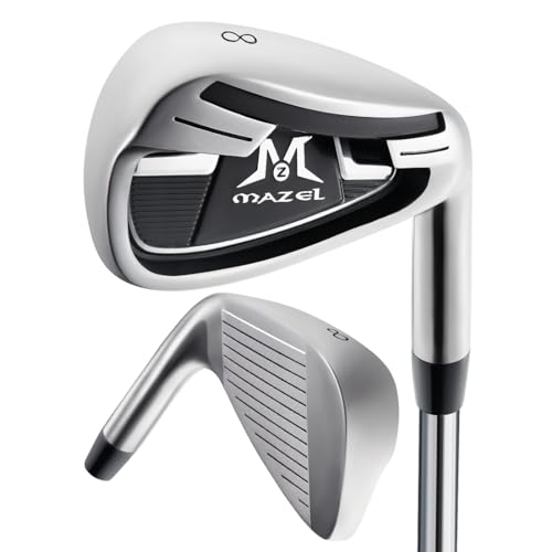 MAZEL WM-X3 Golf Single Iron Club 1,2,3, 4,5,6,7,8,9, P, S,Premium Stainless Steel Shaft, CNC Milled Face for More Spin (Silver, Single 8 Iron)