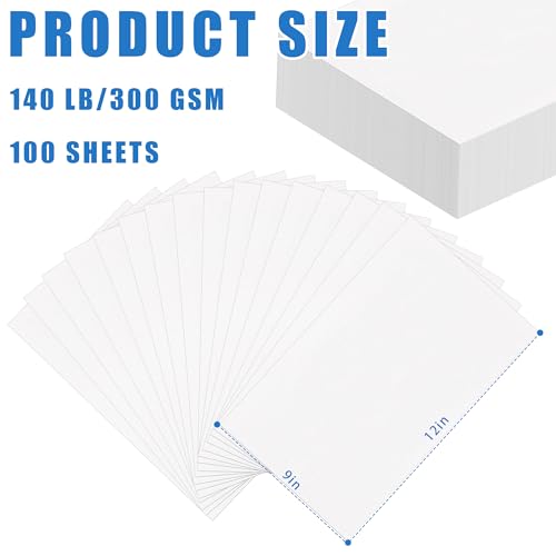 100 folhas de papel aquarela de algodão a granel, 23 x 30 cm, 63 kg/300 g/m2, papel de tinta branca