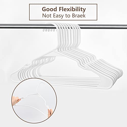 Mecto Hangers 20 Pack, White Notched Coat Hanger Space Saving Plastic Hangers Tubular Heavy Duty Clothes Hangers For Everyday Standard Use On Suits Coats Pants Dress Shirts (White, 20 Pack) #TOP3