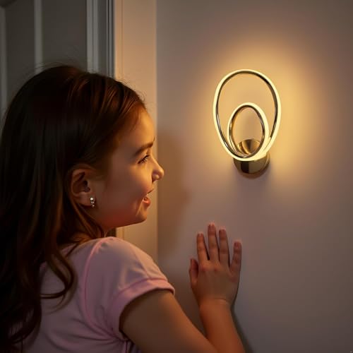 Image of Modern LED Ring Wall Lamp | Luxury Gold Finish Wall Light for Living Room & Bedroom | Warm White Decorative Wall Sconce