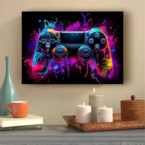 Décoration chambre ado gamer avec affiche contrôleur de jeu cool en toile 50x70