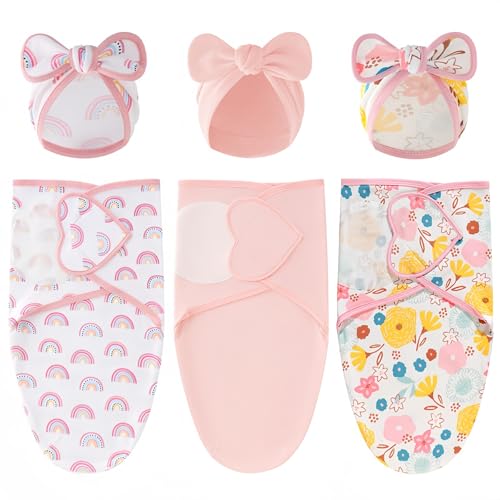3-Pack AGrape Baby Swaddle 0.5 TOG 100% Cotton Nursery Swaddling Blankets for 0-3 Months Ultra-Soft & Safe Swaddle Sleep Sack for Newborns Sleeping Bags (Pink)