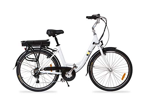 Cityboard E1 Bicicleta Eléctrica con batería integrada de 26", Adultos Unisex, Blanco