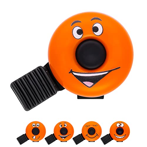Fahrradklingel Orange für Kinder - mit lachendem Gesicht - Klingel ideal für Kinderfahrrad, Fahrrad und Laufrad - für Mädchen und Jungen Cover