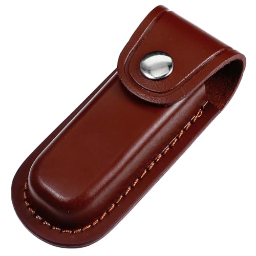 AOZUO Étui à couteau en cuir pour ceinture, fourreau de couteau de 12,5 cm, étui pliable pour couteau de poche, étui en cuir avec fermeture à cliquet,...