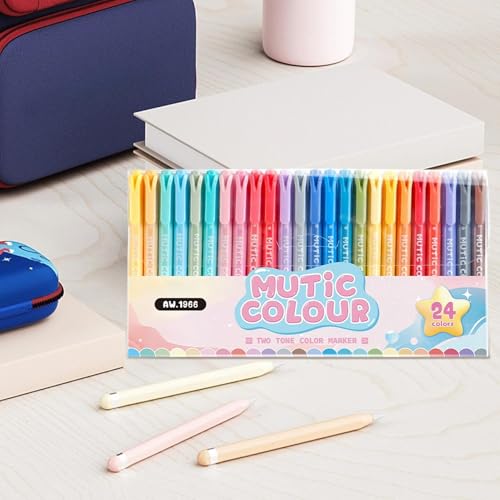 Surligneur double pointe à séchage rapide | Pack de 24 pour des notes nettes