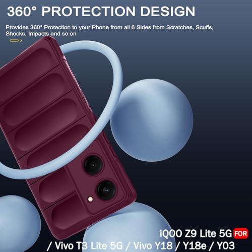 Image of TheGiftKart Liquid Silicon Back Cover Case for iQOO Z9 Lite /Vivo T3 Lite 5G / Y18 /Y18e /Y03 /Y28s /Y37 | Shockproof Military Grade Protection | Micro-Fibre Cloth On Inside | Anti-Slip Grip (TPU, Plum)