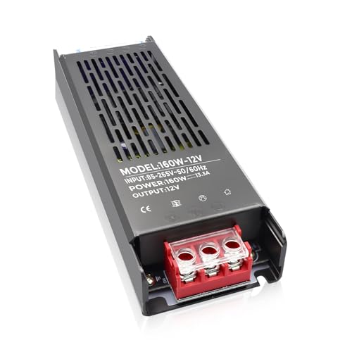 Schaltnetzteil LED Netzteil 12V 13.3A 160W AC/DC Transformator Adapter LED Trafo,AC 86-265V to DC 12V 13.3A 160W Kompakter Extrem Dünner Konstantspannung Schaltwandler, für LED Streifen Stripe
