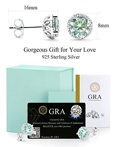 Jeyhlopx 2 Ct Round Cut Moissanite Aquamarine Stud Earrings For Women Girl,S925 Sterling Silver D Color Vvs1 Lab Create Dimond Green Topaz Earings,Gemstone Earrings Jewelry Sets With Gra Certification #TOP5