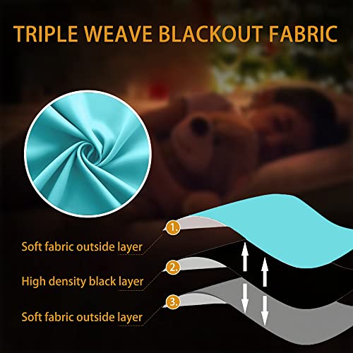 Turquoise Window Curtain Panels For Living Room Set 84 Inch Length 2 Pieces Grommet Drapes Insulated Light Blocking Room Darkening Double Blackout Thermal Curtains For Bedroom 52X84 Inches Long #TOP5