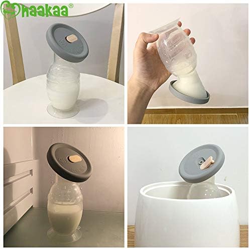 Haakaa Breastpump with Suction Base and Upgrade Silicone Lid 100% Food Grade Silicone BPA PVC and Phthalate Free (5oz/150ml with Lid)