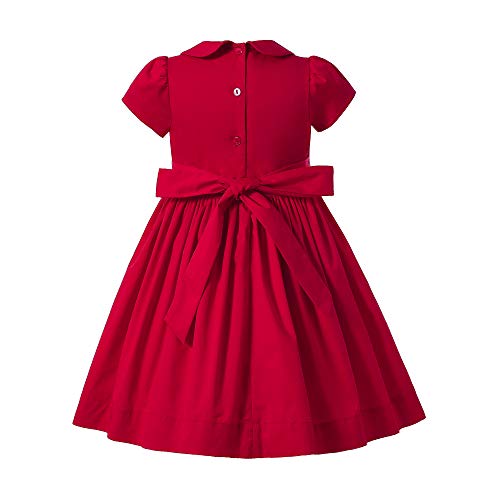Pettigirl Girls Christmas Embroidery Short Sleeve Smock Clothing Birthday Party Fancy Toddler Red Casual Smocked Dresses2