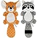 petizer Plush Squeaky Dog Toys, Stuffed and Crinkle Dog Chew Toys, Interactive Toys for Puppies, Small, Medium and Large Dogs, Cute Squirrel and Raccoon, 2 Pack