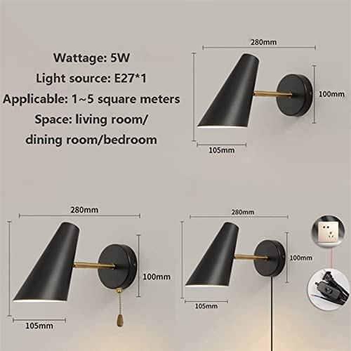 Aplique de pared ajustable con enchufe e interruptor de metal para dormitorio 8