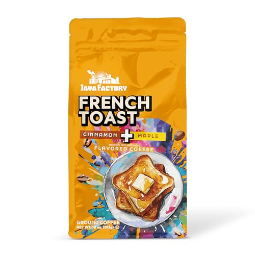 Java Factory French Toast Flavored Ground Coffee Bag – Cinnamon and Maple Brew, Made with 100% Arabica Beans - Flavor Enhanced, 10 Oz