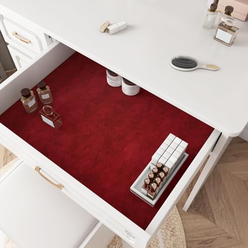 YENHOME Selbstklebend Tapete Samtstoff Dunkelrot für Kleiderschrank 40 x 200 cm Tapete Selbstklebend Dunkelrot Klebefolie Wand Rot… – Ansicht 5