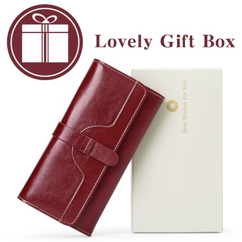 SENDEFN Wallets for Women Leather with RFID Blocking Trifold Credit Card Holder with ID Window Wallet3