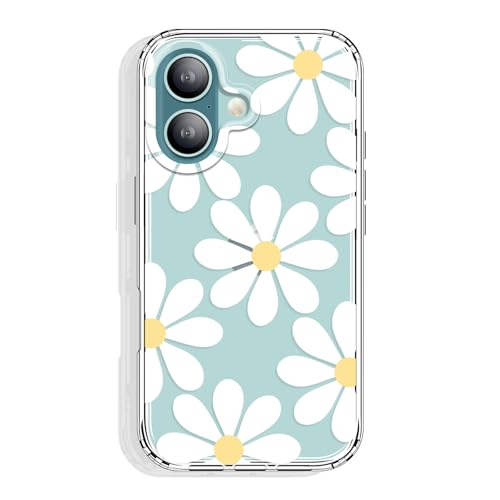 GYZYA for iPhone 16 Case Clear 6.1 Inch with Pattern Design, Protective Slim TPU Cover + Shockproof Bumper for Women and Girls (Daisy) by GYZYA - Used condition - US$10.73