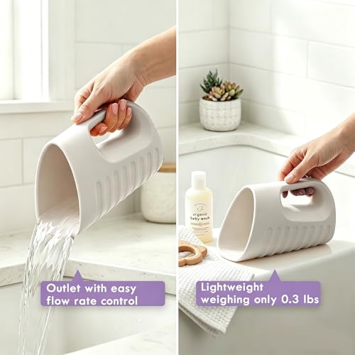 Image of Babylush Baby Bath Rinse Cup & Rinser - 1000ml Soft EVA, 0.3lb Lightweight, BPA-Free Bath Water Pourer, Baby Bath Pitcher, Shower Cup for Kids (Grey)