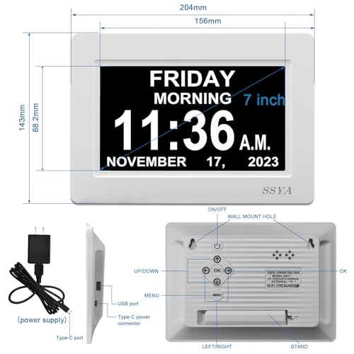 Ssya SSYA-DJU01 Digital Calendar Alarm Clock - Dementia Clocks thumb #1
