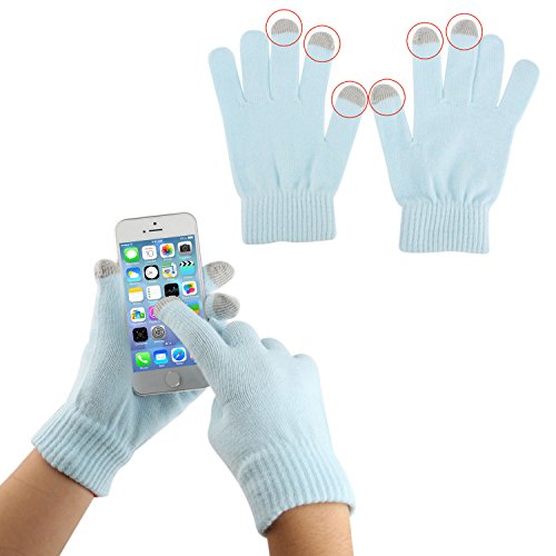 wortek – Guantes para Pantalla táctil en el tamaño m – l para Todos los móviles, Smartphones y Tablets, Azul