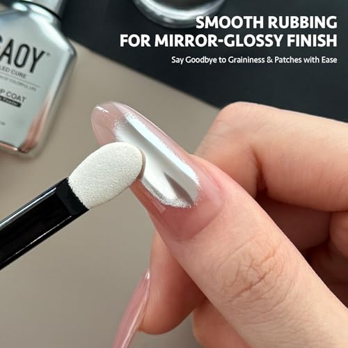 GAOY Gel Top Coat for Chrome Powder, Stick Powder for Flawness Chrome Finish, Clear No Wipe UV Light Cure, 16ml