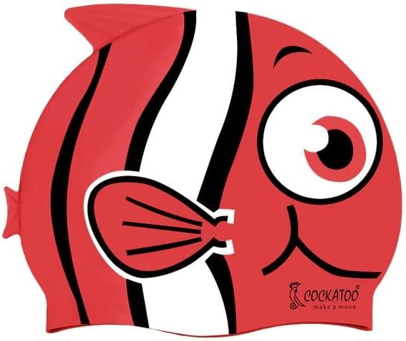 Cockatoo SC02-Rubber Swimming Cap for Kids, Kids Swimming Cap for Girls & Boys