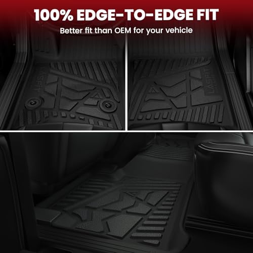 Image of LASFIT Floor Mats 2019-2026 for Chevy Silverado /GMC Sierra 1500, 2020-2026 2500HD 3500HD, Crew Cab /Bench Seat Only, Fit Without Rear Underseat Storage Box, All Weather TPE Custom Fit Floor Liners