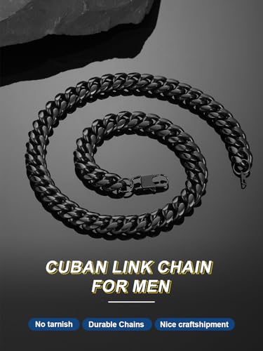 Black Chain for Men Stainless Steel Curb Necklace 26inch