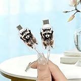 2pcs Acrylic Cable Protector, Raccoon Wearing Sunglasses Type-C Compatible, Anti-Break Data Cable Cover, Gift Idea,Beautiful and Durable Charging Cable Protective Case(SJXT-040)