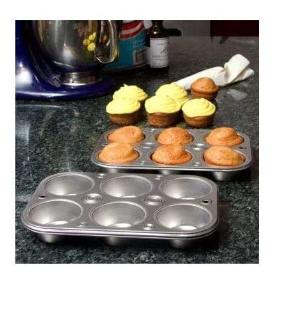 2 X Toaster Oven Size 6-cup Metal Muffin / Cupcake Pan (1, 1 LB)