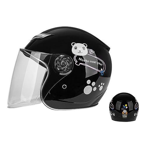 Kids Cute Four Seasons Helmets, Motorcycle Retro Half Helmet for 4-8 Years Old Children, Boys Girls Youth Vespa 3/4 Jet Cruiser Moped Sunscreen Lightweight Bicycle ATV Helmet, DOT Approved-E||50-55CM