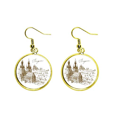 Joyería de Praga pendientes de gota dorados de alta calidad