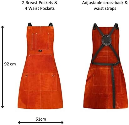 Armawear 6 Pocket Leather Craft Apron for Welding Woodwork Glassblowing Blacksmith DIY