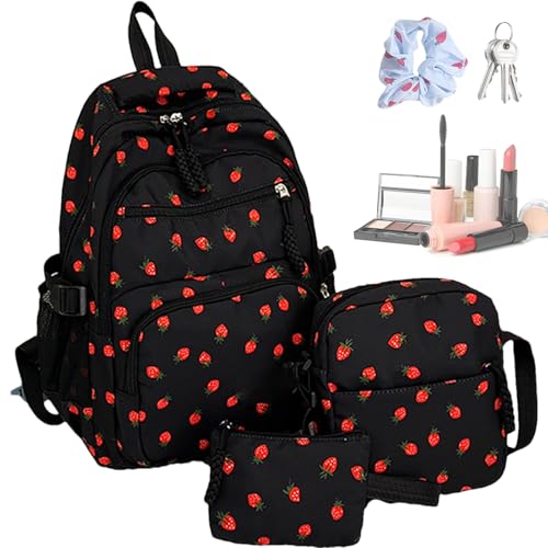 Sac à dos fraise enfant résistant noir Fare pour éviter le mal de dos en sortie scolaire