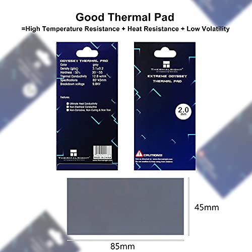 Thermalright Thermal Pad 12.8 W/mK, 85x45x2mm, Non Conductive Heat Resistance High Temperature Resistance, Odyssey Silicone Thermal Pads for PC Laptop Heatsink/CPU/GPU/LED/PS5/PS4 Cooler(2.0mm)